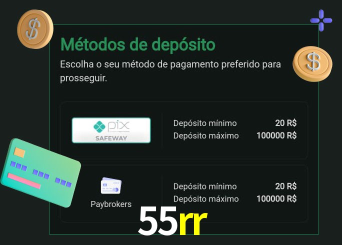 O cassino 55rr oferece uma grande variedade de métodos de pagamento